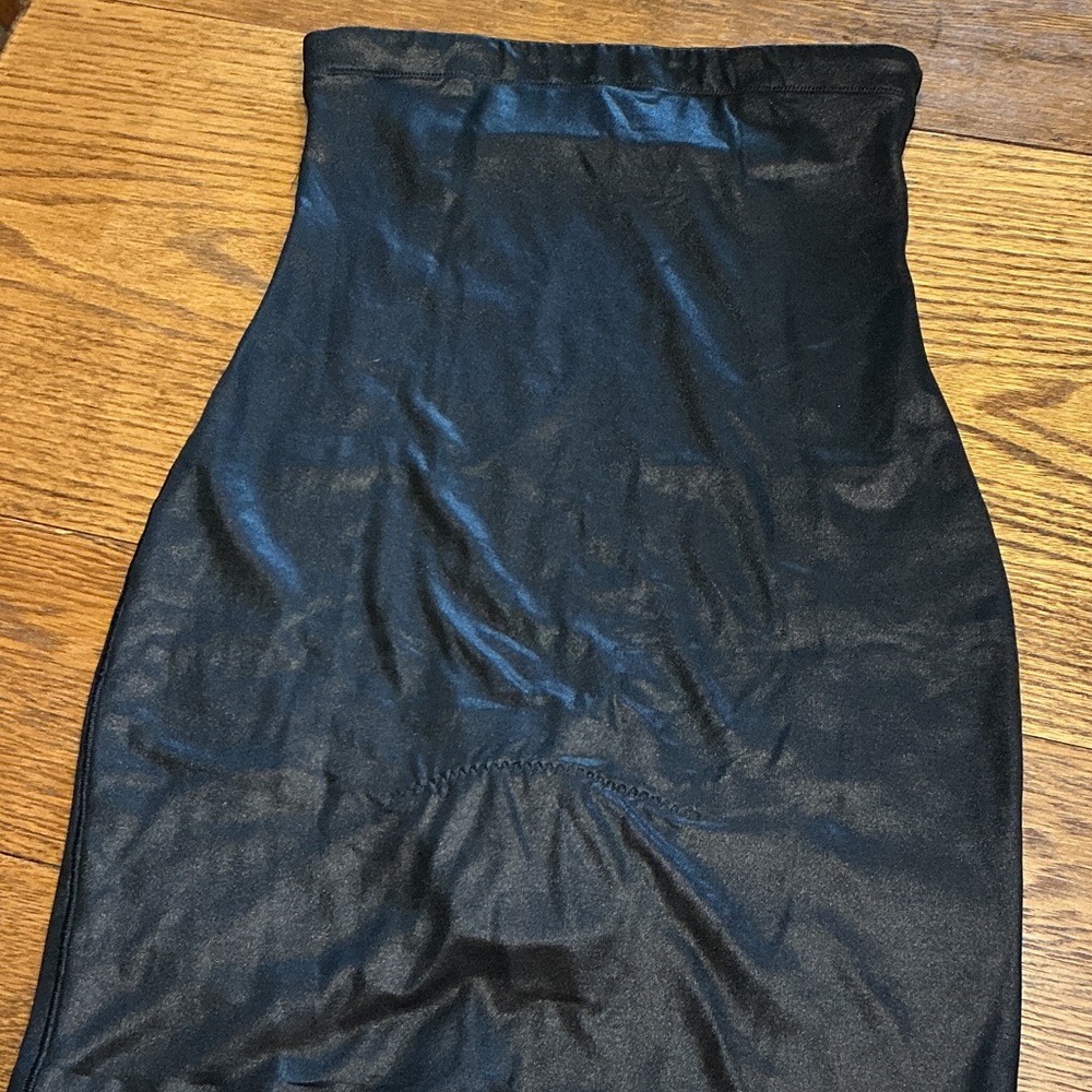 Flexees Black High-Waist Strapless Shaping Slip W/Panties Built In Size Large